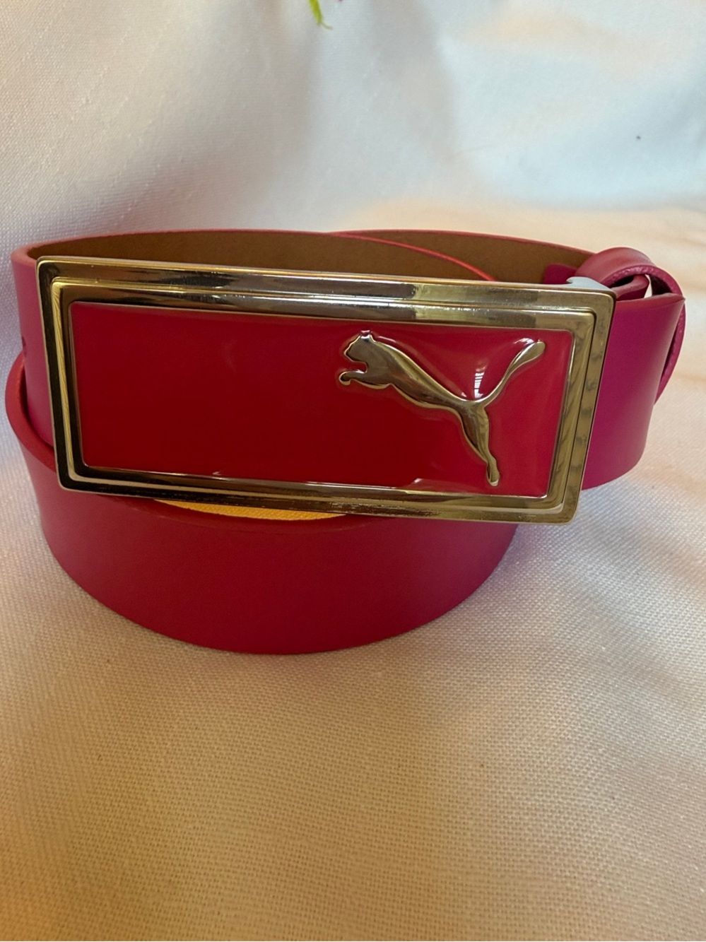 Puma Pink Women's Belt with Silver Puma Buckle. Size Women’s S.